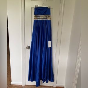 Charmeuse Halter A-line with Beaded Illusion Waist